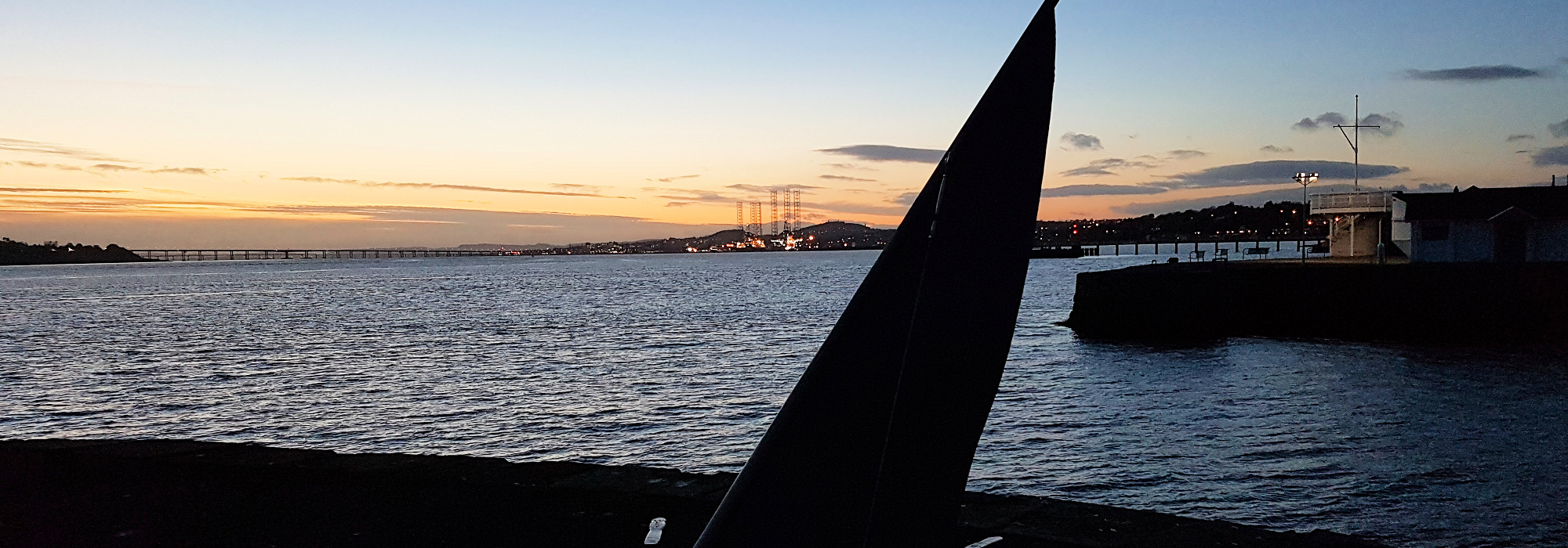 From Broughty Harbour looking towards Dundee and the road bridge